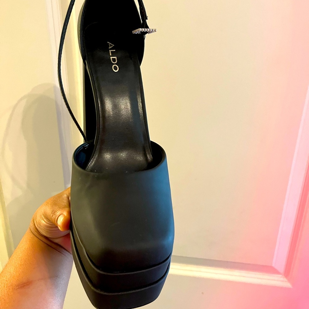 Also Black Satin Platform Pump - image 1